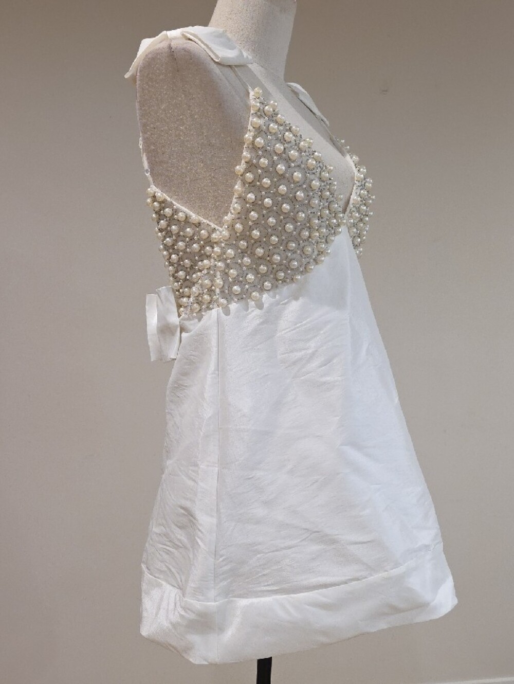 For Love & Lemons White Pearl-Embellished Mini Dress - Picture 6 of 15